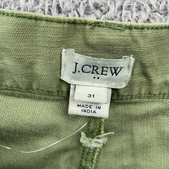 J Crew Pants Womens 31 Green Wide Leg Slub Cotton Button Fly Casual Chic - Picture 7 of 10